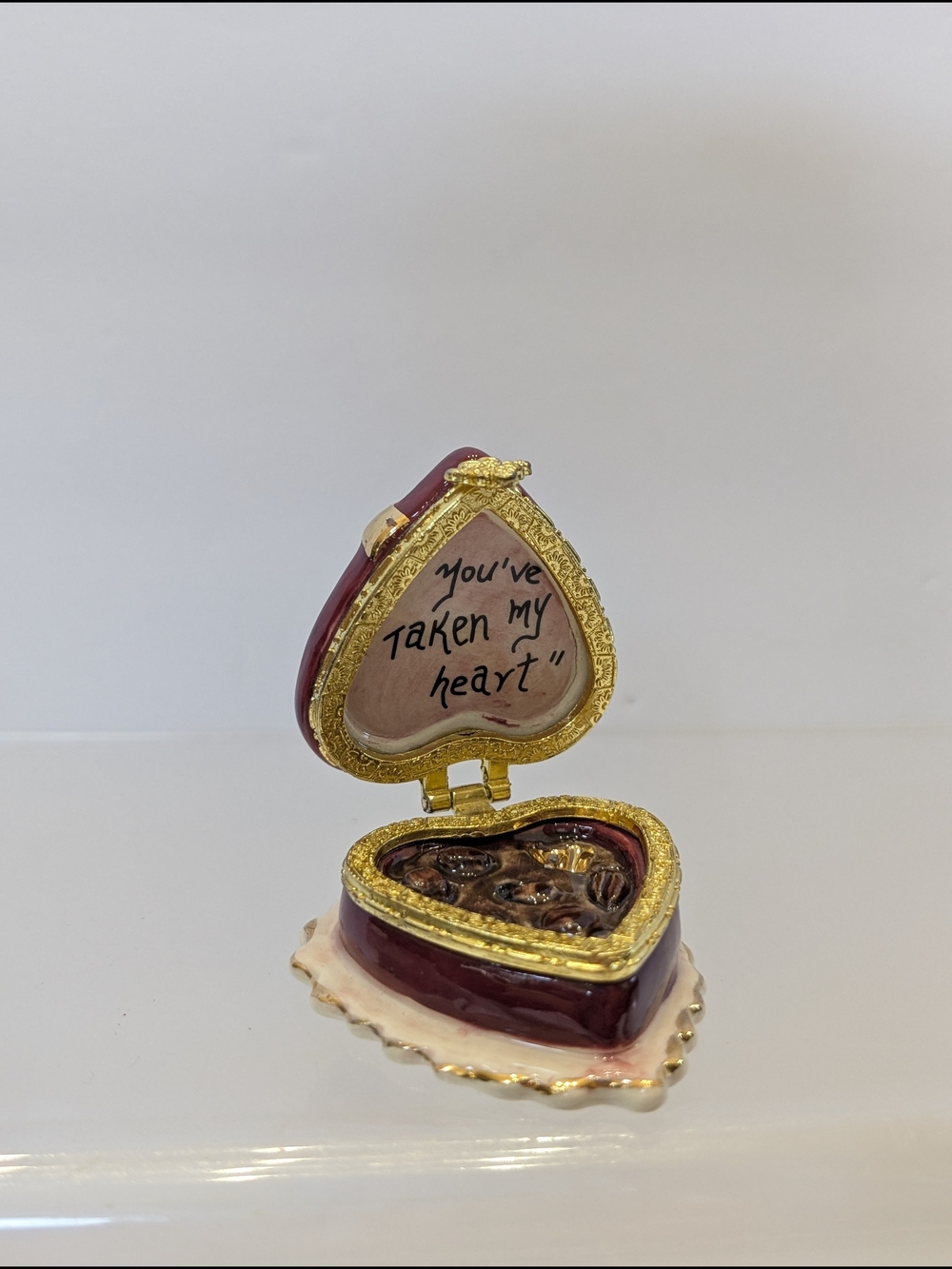 Vintage Heather Goldminc 2002 Blue Heart Shaped Trinket Box